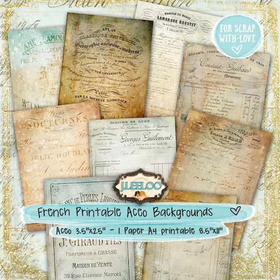 FRENCH WORDS aceo background paper goods hobby crafting ephemera scrapbooking  digital collage instant download printable pp295