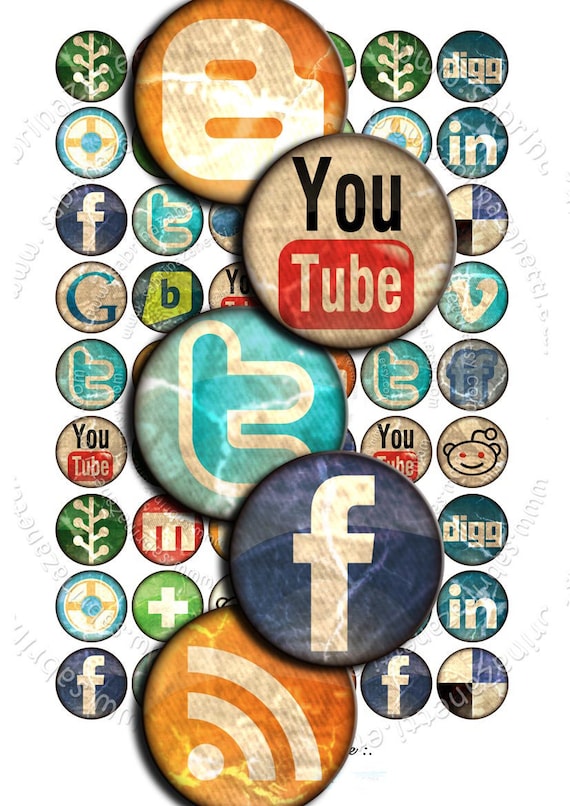 Digital paper WEB CIRCLE 1 inch circle social web internet vintage grunge for pendant magnet and craft instant download printable tn155