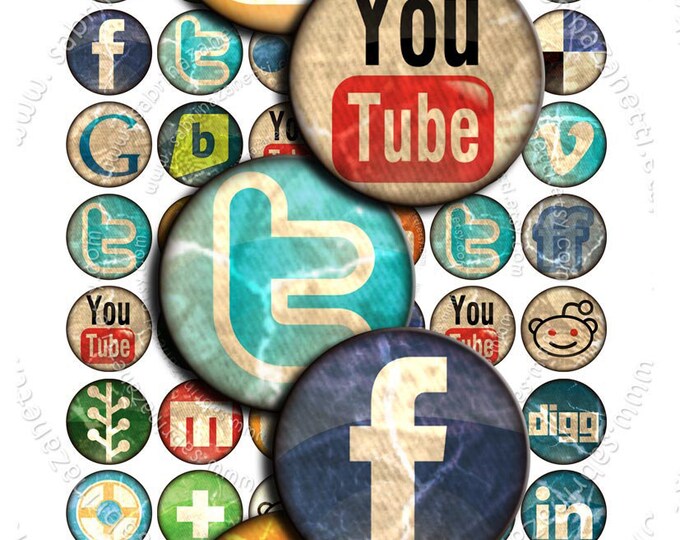 Digital paper WEB CIRCLE 1 inch circle social web internet vintage grunge for pendant magnet and craft instant download printable tn155