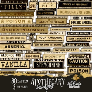 APOTHECARY SCRIPT Labels Printable Pharmacy Vintage | Ephemera Junk ...