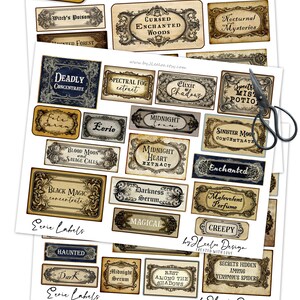 EERIE LABELS Vintage Apothecary | Witch Halloween Supplies | Junk ...