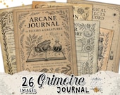 GRIMOIRE JOURNAL • 26 Printable Spellbook Witchcraft Junk Journal Kit Dark Academia | Witchy Ephemera Vintage Documents Magic Paper | pp951