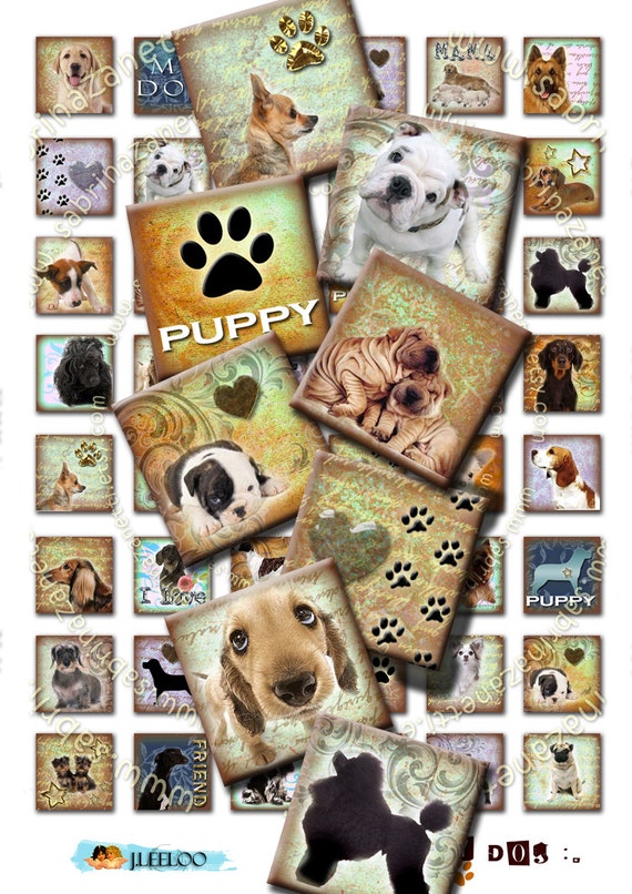 LOVELY DOGS digital puppy love for pendant jewelry clipart magnet instant download printable qu171