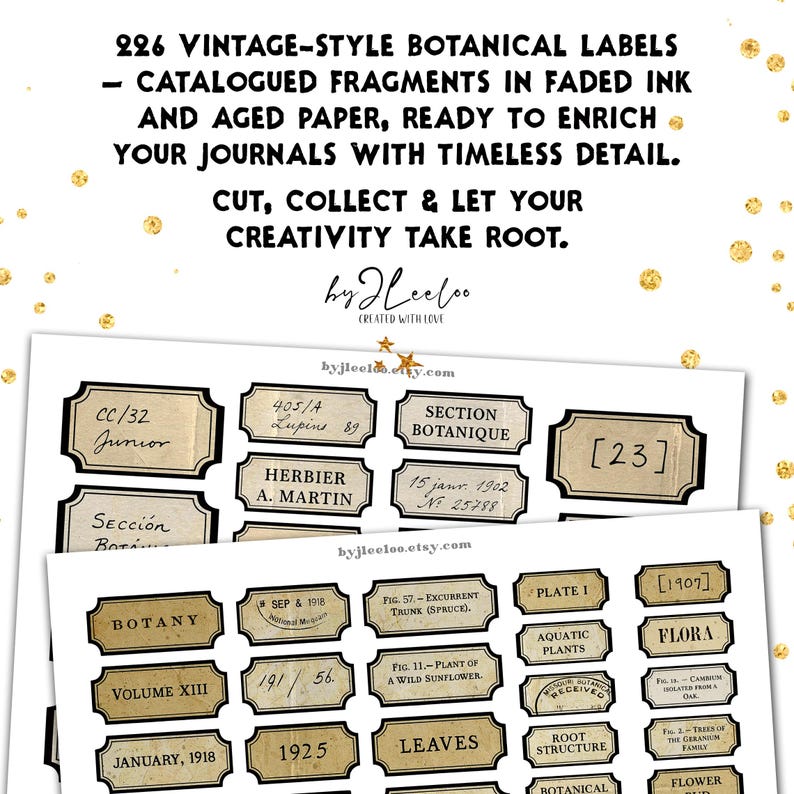 ARCHIVIST'S GARDEN Text Label Printable Botanical Word | Old Ledger ...