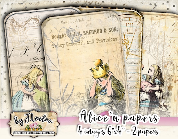 ALICE'n Papers printable vintage shabby chic for scrapbook Instant Download digital collage sheet pp456