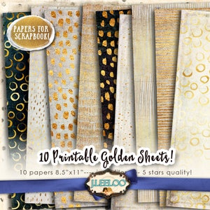 GRUNGE & HOLIDAYS 10 large holidays digital collage sheets Gold papers hand drawn for scrapbook instant download printable pp367