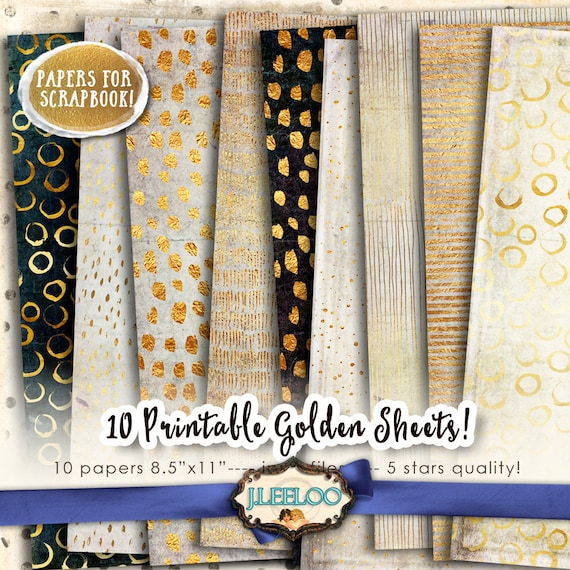 GRUNGE & HOLIDAYS 10 large holidays digital collage sheets Gold papers hand drawn for scrapbook instant download printable pp367