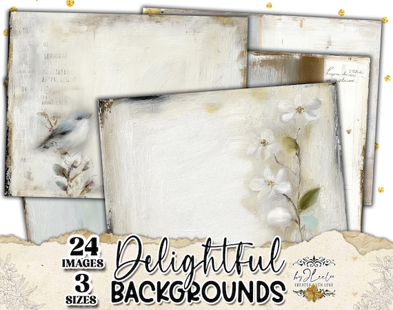 DELIGHTFUL BACKGROUNDS Soft Neutral Texture Papers | landscape Minimalist Gold & Cream Collage Sheets for Junk Journal Scrapbooking | pp999