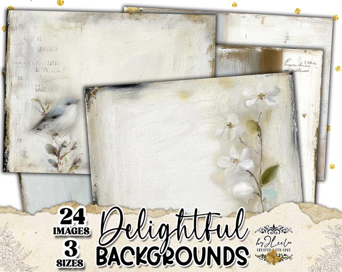 DELIGHTFUL BACKGROUNDS Soft Neutral Texture Papers | landscape Minimalist Gold & Cream Collage Sheets for Junk Journal Scrapbooking | pp999