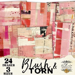 Blush & Torn - Sfondi collage di carta vintage, effimeri di diario rosa spazzatura, estetica di album, download digitale, uso commerciale - pp936