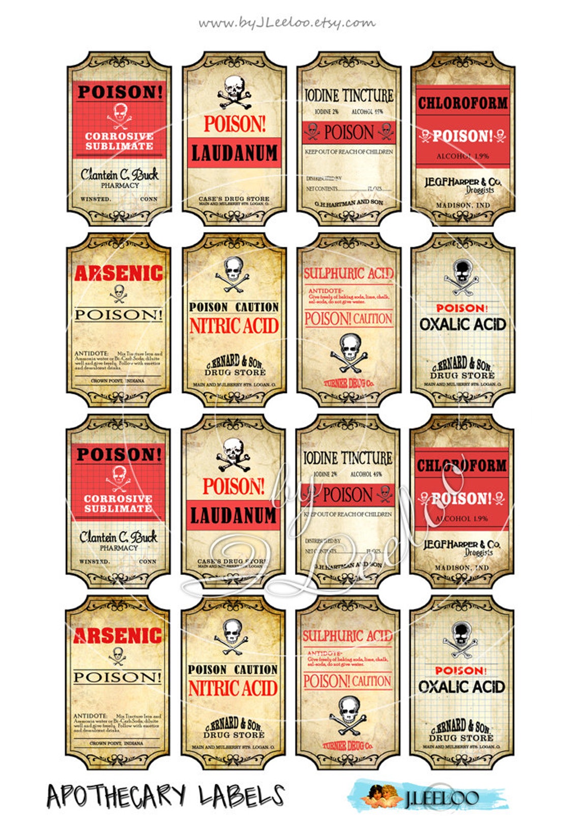 APOTHECARY LABELS Printable Bottle Jar Label Gift Tag Halloween Instant ...