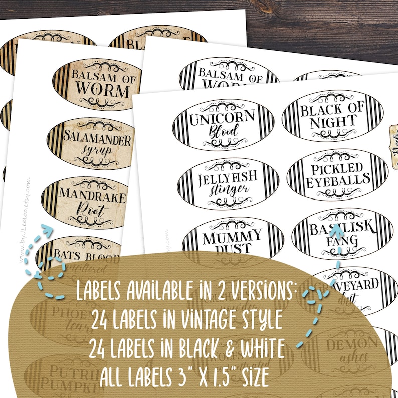 LITTLE POISONS Vintage Jar Labels Apothecary Witch Halloween - Etsy