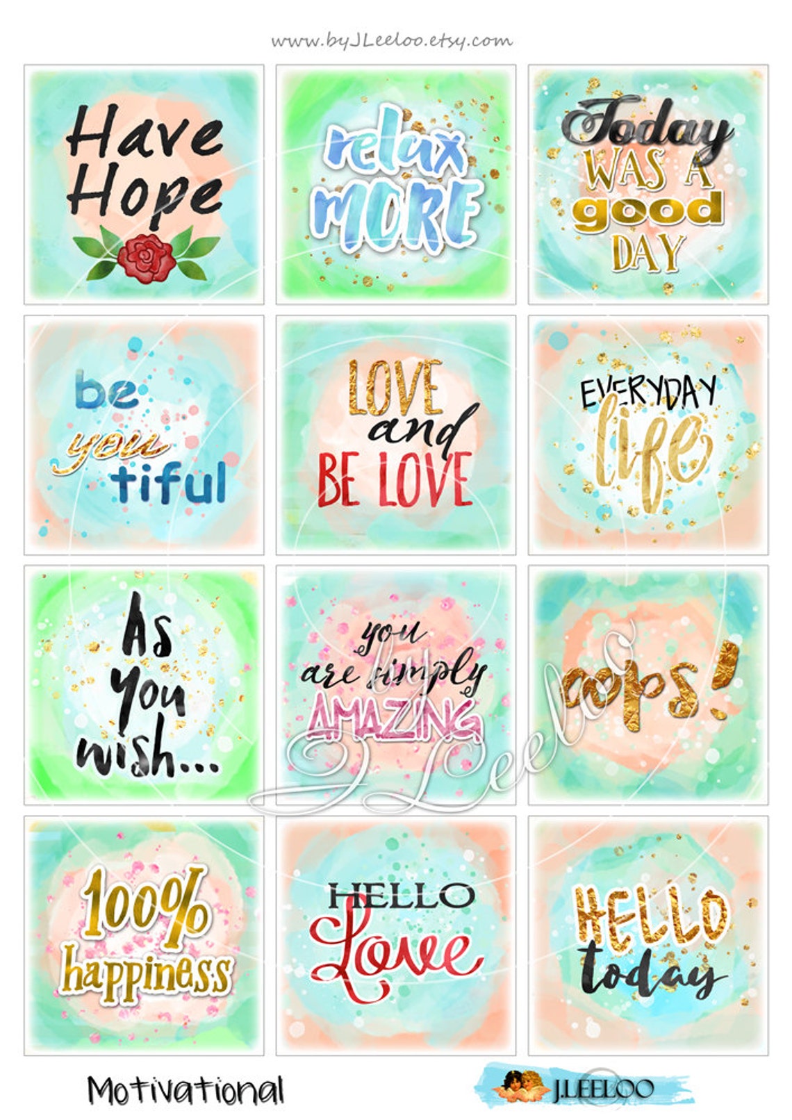 MOTIVATIONAL 2.5 Inch Square Quote Printable for Greeting Card - Etsy