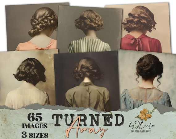 TURNED AWAY Vintage 65 large photos 3 sizes | Printable unusual old portraits photographs for junk journal | Bundle Digital Art CU | cp030