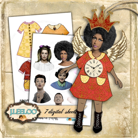 MINUTI DI CARTA bambole Collage digitale foglio bambola arte alterata diario pagina scrapbook jpg png download istantaneo stampabile pp258