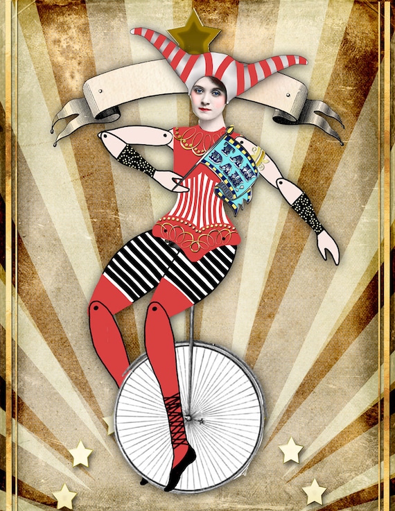 CIRCUS PAPER DOLL Articulated Printable Altered Art Digital