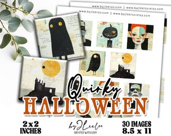 SCHRIPPIGES HALLOWEEN 5 x 5 cm Printable | digitalen Zubehör eckige Anhänger, Fassungen, Glassteinfassungen, Glassteinfassungen, Kameefassungen CU | qu615