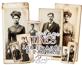 VINTAGE VIBES Collection 138 photos | 1900 style scrapbook junk journal digital printable cards supplies | old cards Ephemera Bundle | pp649