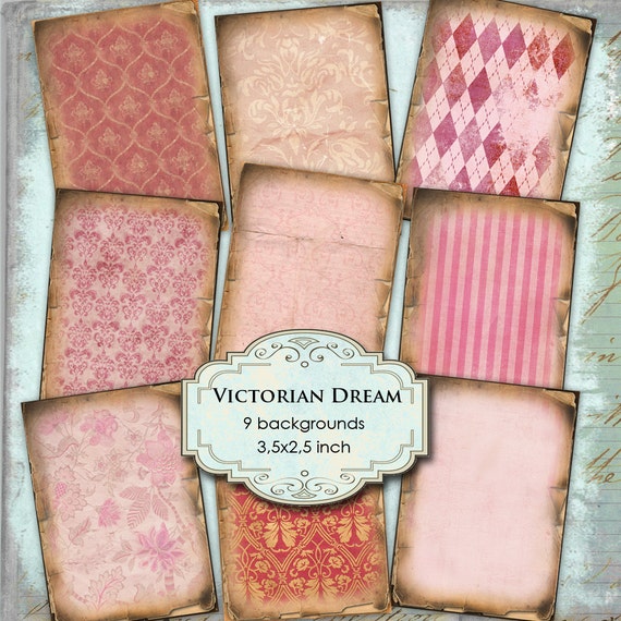 VICTORIAN DREAM printable atc aceo size  Digital collage sheet instant download paper goods flower background vintage ac227