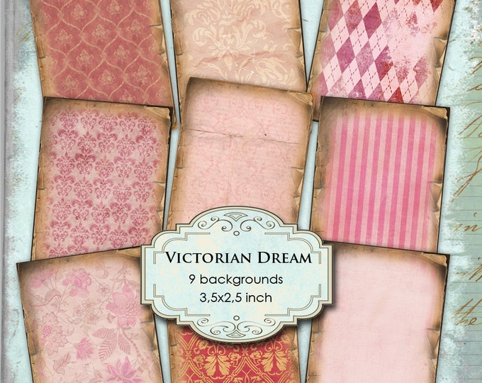 VICTORIAN DREAM printable atc aceo size  Digital collage sheet instant download paper goods flower background vintage ac227