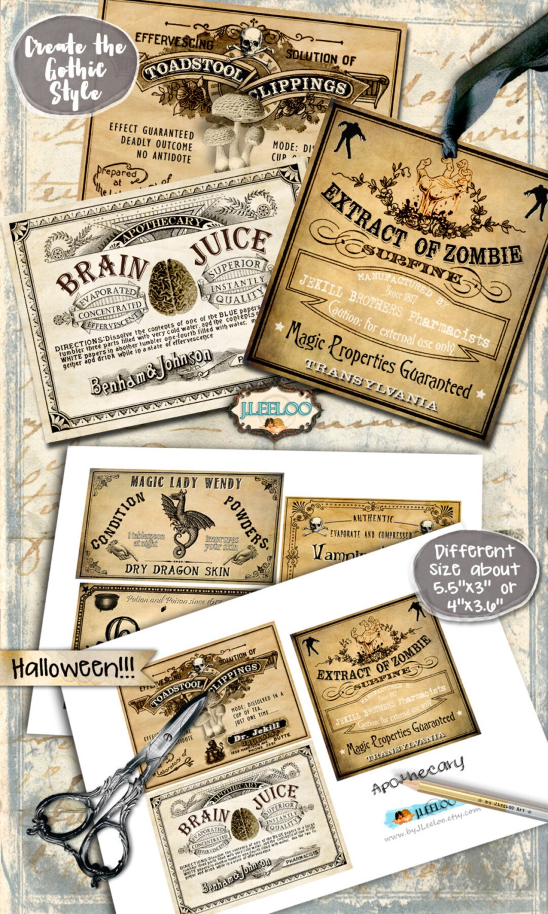 APOTHECARY Printable Poison Bottle Jar Label Gift Tag Halloween Instant ...
