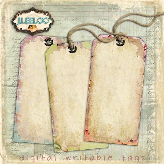 Blank DISTRESSED TAGS print and add your own text editable writable label digital collage printable instant download tl158