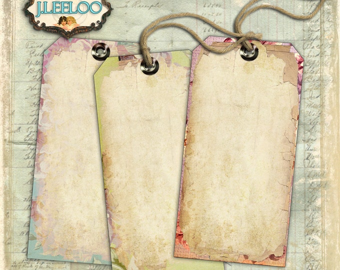 Blank DISTRESSED TAGS print and add your own text editable writable label digital collage printable instant download tl158