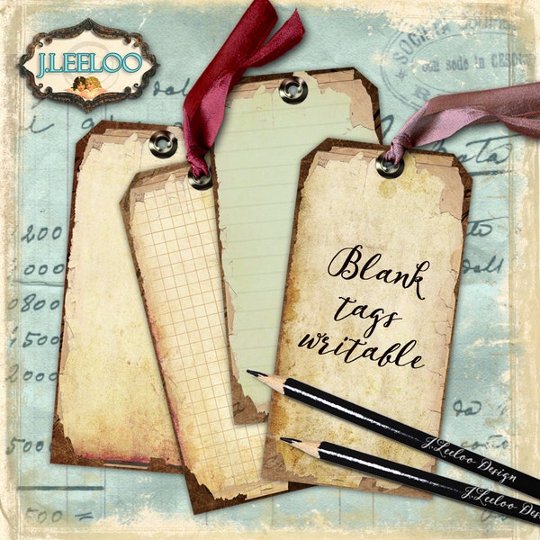 BASIC TAGS blank add your own text and print distressed grunge vintage writable label Digital collage sheet instant download tl157