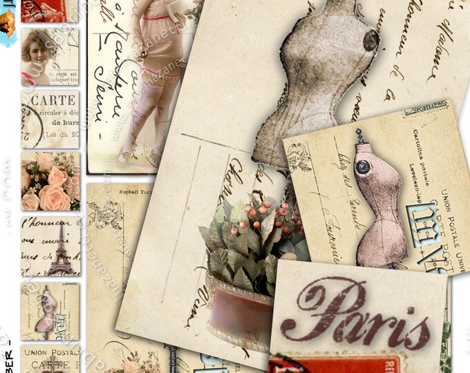 REMEMBER postcard 5x3.2 inch handwriting mannequin digital collage sheet paper craft supply scrapbook instant download printable pp157