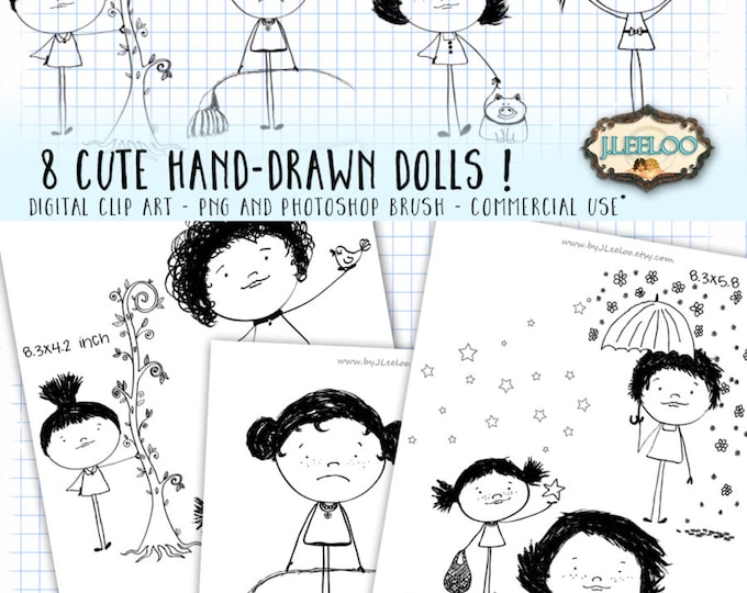 CHILDREN DOODLE Digital Clip Art hand drawn whimsical Commercial Use PNG & Photoshop Brush invitation scrapbook printable cl102
