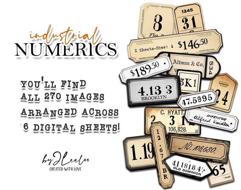 INDUSTRIAL NUMERICS label printable steampunk supplies tags vintage ephemera junk journal masculine images digital collage sheet tl270 image 5