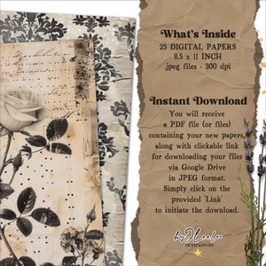 DISTRESSED DOTS Vintage Pages Collage | Old Textured Card Junk Journal ...