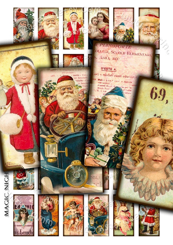 Digital collage MAGIC NIGHT 2x1 domino christmas holidays for rectangle pendant solder art clipart magnet instant download printable do126