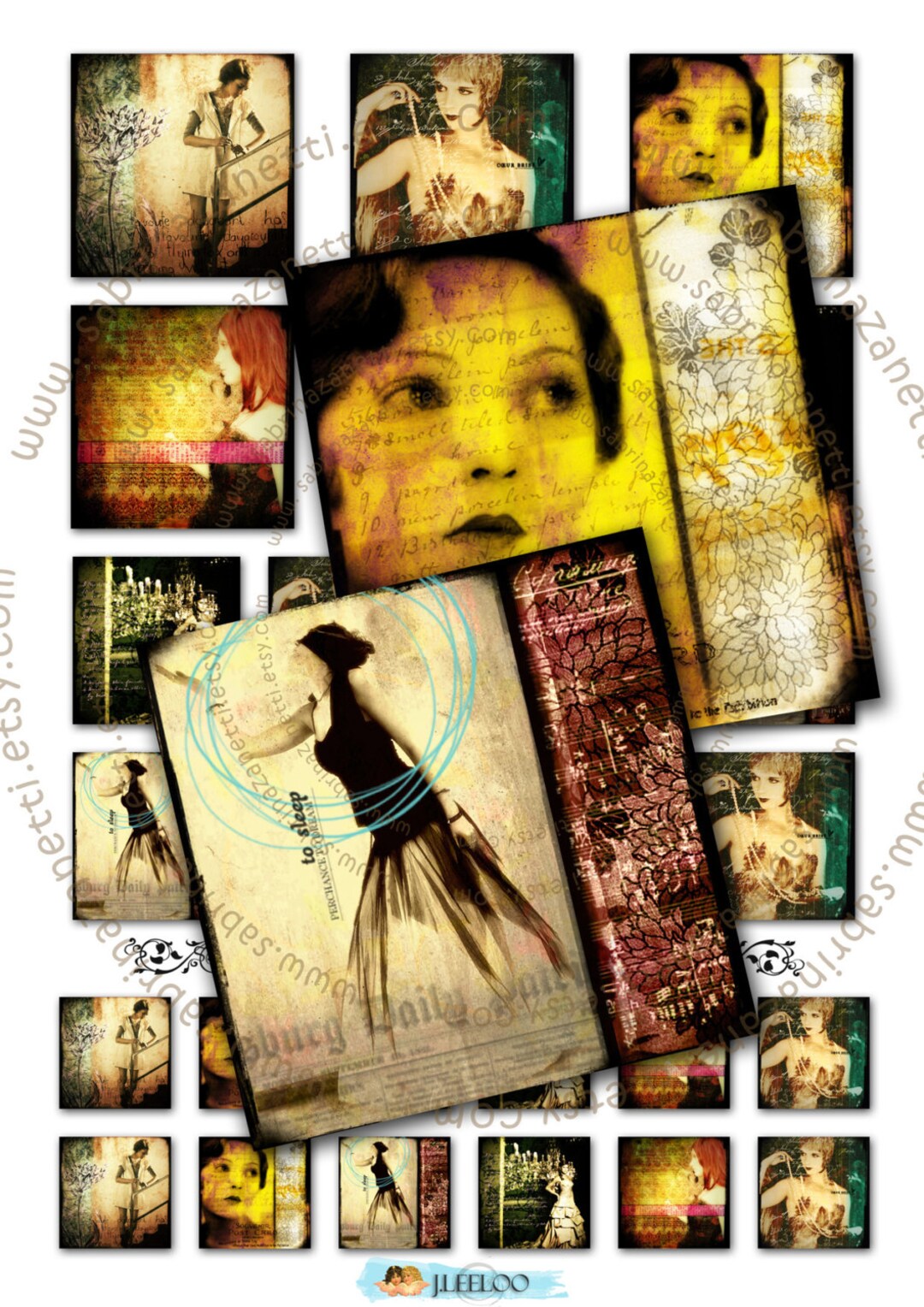 Digital Collage Sheet SERIE WOMAN N1 Inch Size for Pendant Magnet and ...