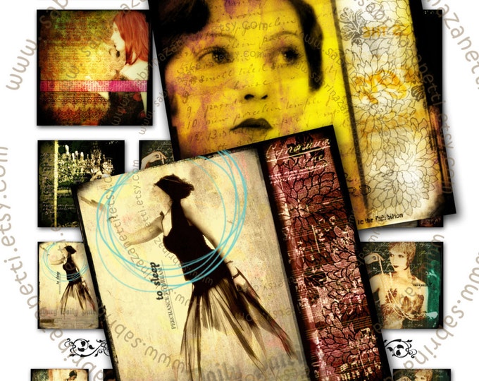 Digital collage sheet SERIE WOMAN N1  inch size for pendant magnet and craft instant download printable download qu101