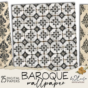 BAROCK TAPETE | Neutraler Ton Textur Hintergrund | Hintergrund Grunge Texturen - Natürliche Schwarz und Beige Muster Dekorationspapier | pp776