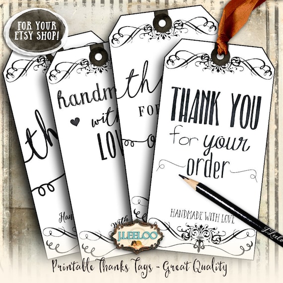 THANKS TAGS Digital collage sheet clipart shipping packages etsy shop handmade crafting printable instant download tl183