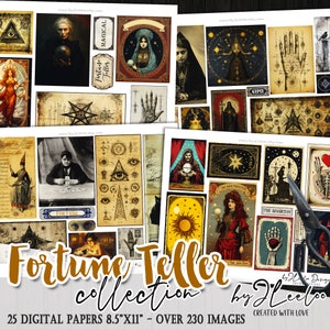 FORTUNE TELLER Collection 235 Images | Tarot Mystic Scrapbook Junk ...