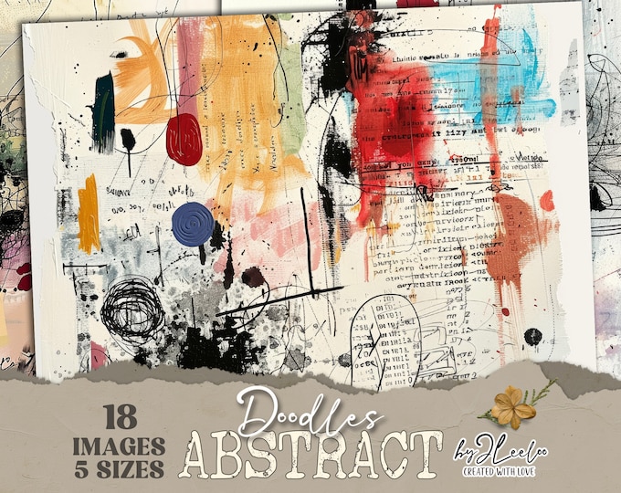 ABSTRACT DOODLES PACK papers | Abstract Sketches for Junk Journal pages | Distressed grunge background collage sketches doodle art | pp802