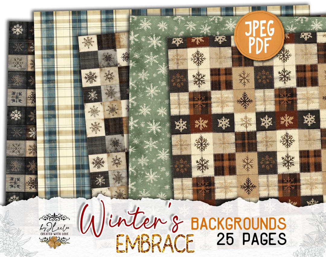 WINTER'S EMBRACE 25 Backgrounds Junk Journal Printable | Holidays ...