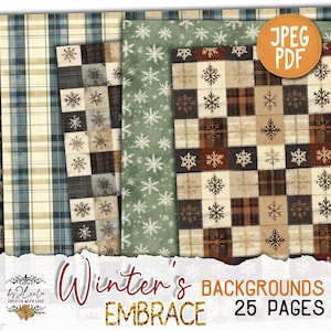 WINTER'S EMBRACE 25 Tła Junk Journal do wydrukowania | Zestaw kolaży świątecznych, album ze starymi rzeczami ulotnymi | Sztuka cyfrowa CU | str. 879