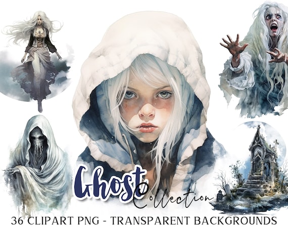 GHOST 36 Png watercolor clipart | scary horror scrapbook junk journal paper craft printable DIY | vintage gothic victorian ephemera | cl145