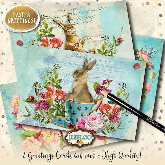 bunny cards easter postcard invite greetings spring digital etsy postcard invite