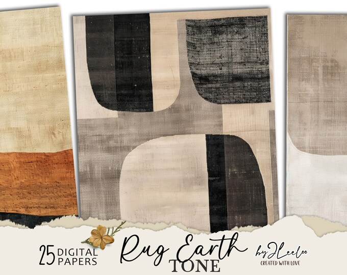 RUG EARTH TONE vintage papers | modern minimal art  - texture background - Distressed collage digital poster - brown beige abstract | pp739