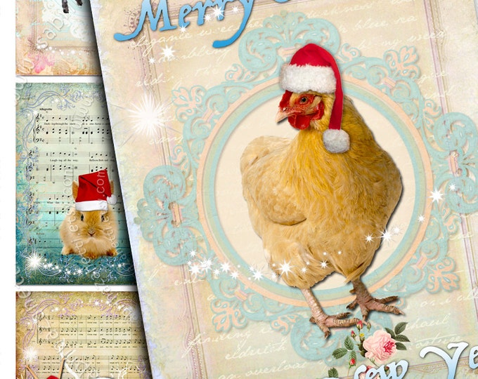 GREETING TO ALL Digital collage sheet printable animal friends hang tags gift card invitation greeting card instant backround ac152