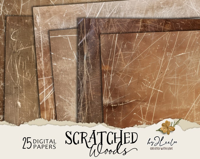 SCRATCHED WOOD vintage papers | Grunge digital brown Backdrops | textures neutral tones | backgrounds light papers earth colors | pp763