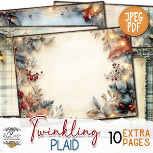 TWINKLING PLAID 10 dodatkowych stron Junk Journal do wydrukowania | Zestaw kolaży świątecznych do scrapbookingu vintage ephemera | Sztuka cyfrowa CU | str. 885
