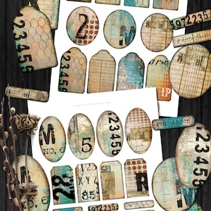 RUSTY INDUSTRIAL tags printable steampunk vintage ephemera junk journal masculine images digital collage sheet tl250 image 5