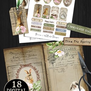 Bunnies Junk Journal Easter Shabby Chic French Digital Download Peter ...