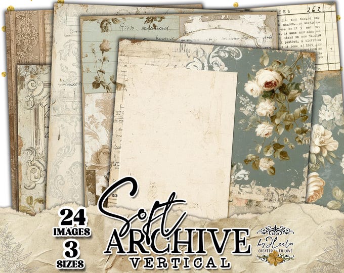 SOFT ARCHIVE – Vertical Pages | Victorian Vintage Collage Papers for Junk Journal, Scrapbook, Ephemera & Mixed Media Patchwork | ppK31
